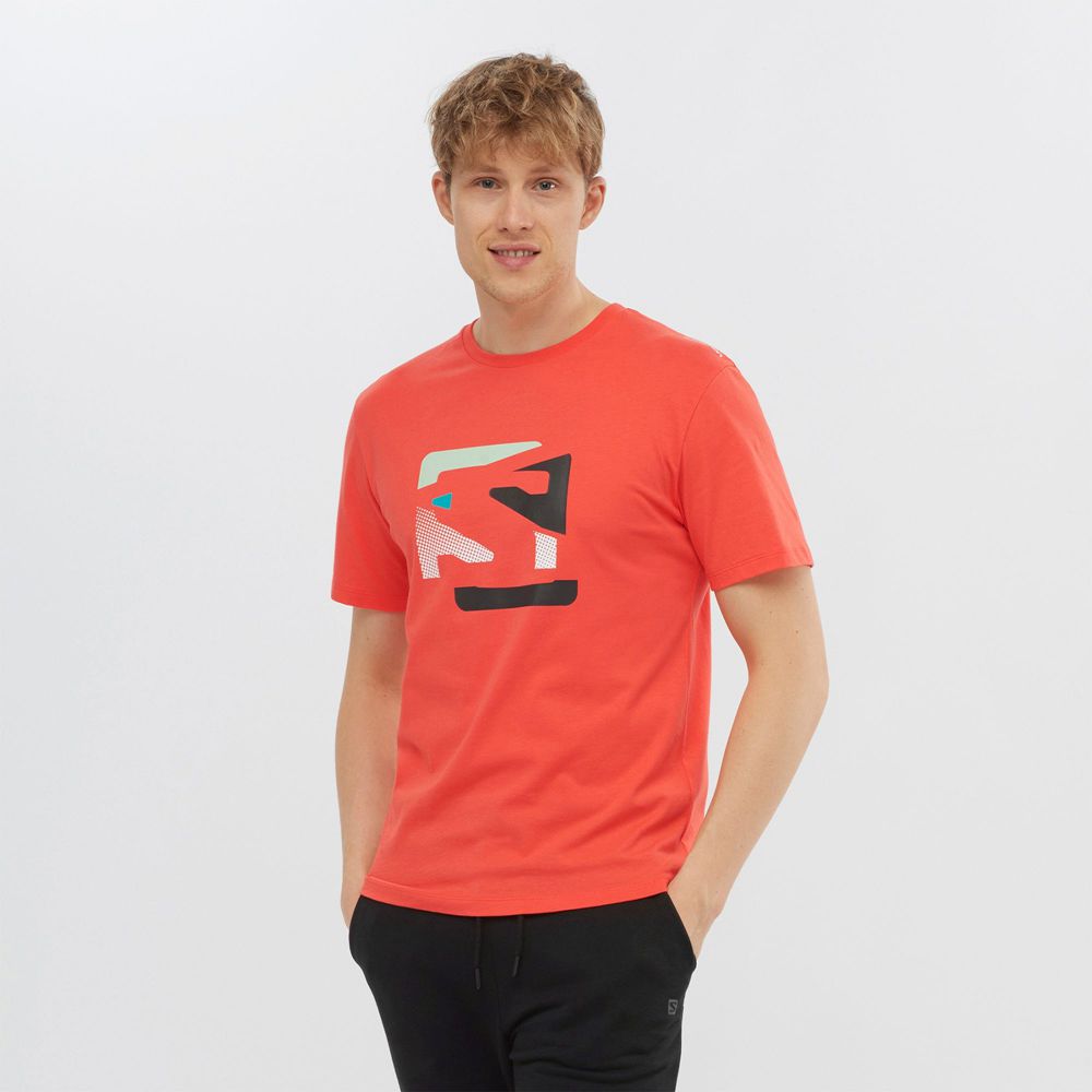 Camisetas Salomon Hombre Naranjas - Salomon Argentina OUTLIFE GRAPHIC DISRUPTED LOGO SS M,087296-SQL